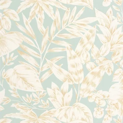 Caselio Levélmintás kék vinyl tapéta Kalea Bleu Doux 53 cm X 10 m