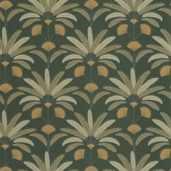 Caselio Pálmafás art deco sötétzöld vinyl tapéta Gisele Vert Bouteille 53 cm X 10 m