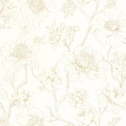Caselio Bájos virágmintás fehér-arany vlies tapéta Silent Garden Blanc Or 53 cm X 10 m