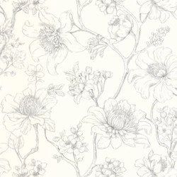 Caselio Bájos virágmintás fehér-fekete vlies tapéta Silent Garden Noir 53 cm X 10 m