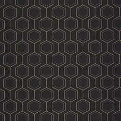 Caselio Geometriai mintás modern fekete-arany vlies tapéta Hexaline Noir Or 53 cm X 10 m