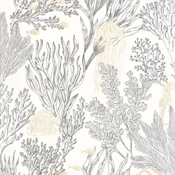 Caselio Tenger világa fekete-fehér-arany vinyl tapéta Deep Abyss Blanc Noir 53 cm X 10 m