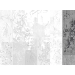 JV Japán nő virágokkal szürke vinyl poszter tapéta Sumi Anthracite 68 cm X 3 m