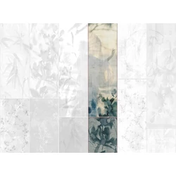 JV Japán nő virágokkal kék vinyl poszter tapéta Sumi Teal 68 cm X 3 m