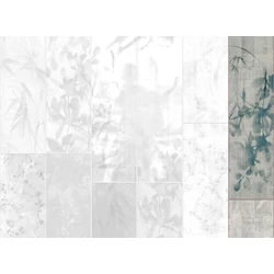 JV Japán nő virágokkal kék vinyl poszter tapéta Sumi Teal 68 cm X 3 m