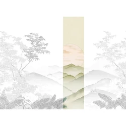 JV Napnyugta japánkertben zöld vinyl tapéta Invermere Green 68 cm X 3 m