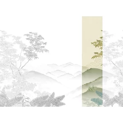 JV Napnyugta japánkertben zöld vinyl tapéta Invermere Green 68 cm X 3 m