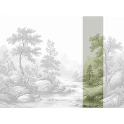 JV Patak az erdőben zöld vinyl poszter tapéta Arcadia Sepia 68 cm X 3 m