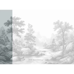 JV Patak az erdőben szürke vinyl poszter tapéta Arcadia B&W 68 cm X 3 m
