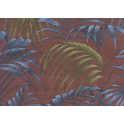 JV Pálmaleveles egzotikus bordó-kék vinyl tapéta Fern Red 100 cm X 10 m