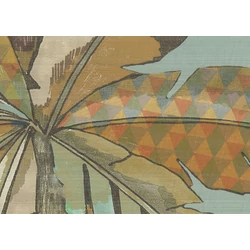 JV Egzotikus levélmintás kék-barna vinyl poszter tapéta Jaipur Garden Blue 196 cm X 3 m