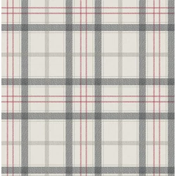 KT-Exclusive Klasszikus kockás szürke-fekete-piros vlies tapéta Sauvage Creme-Black 52 cm X 10 m