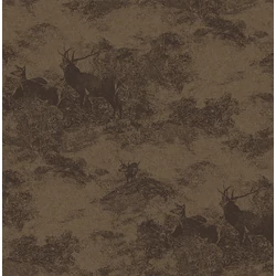 KT-Exclusive Tájkép szarvasokkal barna vlies tapéta Sauvage Dark Brown 52 cm X 10 m