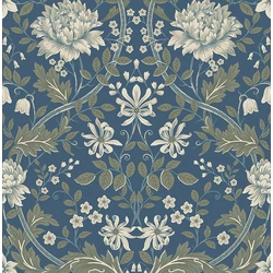 KT-Exclusive Szecessziós stílusú virágos kék vlies tapéta British Heritage Blue 52 cm X 10 m