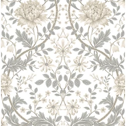 KT-Exclusive Szecessziós stílusú virágos fehér-bézs vlies tapéta British Heritage White 52 cm X 10 m