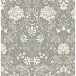 KT-Exclusive Szecessziós stílusú virágos szürke vlies tapéta British Heritage Gray 52 cm X 10 m