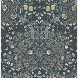 KT-Exclusive Szecessziós stílusú sötétkék vlies tapéta Blue 52 cm X 10 m