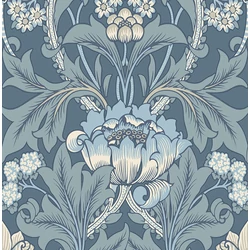 KT-Exclusive Virágmintás klasszikus kék vlies tapéta British Heritage Blue 52 cm X 10 m