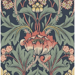 KT-Exclusive Virágmintás klasszikus sötétkék vlies tapéta British Heritage Dark Blue 52 cm X 10 m