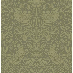 KT-Exclusive Madaras szecessziós stílusú olivazöld vlies tapéta British Heritage Olive 52 cm X 10 m