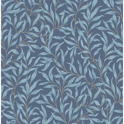 KT-Exclusive Levélmintás modern sötétkék vlies tapéta British Heritage Dark Blue 52 cm X 10 m