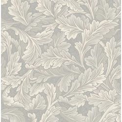 KT-Exclusive Rusztikus levélmintás szürke vlies tapéta British Heritage Light Gray 52 cm X 10 m