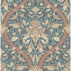 KT-Exclusive Art nouveau stílusú elegáns kék-bézs vlies tapéta British Heritage Blue 52 cm X 10 m