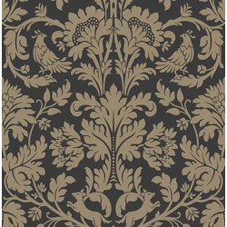 KT-Exclusive Art nouveau stílusú elegáns fekete vlies tapéta British Heritage Black 52 cm X 10 m