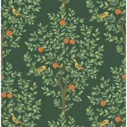 KT-Exclusive Almafa madarakkal zöld vlies tapéta British Heritage Green 52 cm X 10 m