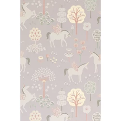 Majvillan Vidám unikornosok lila vlies gyerek tapéta True Unicorns Lilac 53 cm X 10 m