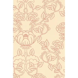 Virágos bézs vlies tapéta piros mintával Majvillan Cheri Spritz Soft Cranberry Red 53 cm X 10 m