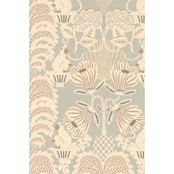 Majvillan Art deco stílusú majom mintás bézs-zöld vlies tapéta Hello Monkey Pale Sage Green 53 cm X 10 m