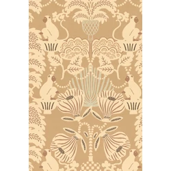 Majvillan Art deco stílusú majom mintás barna vlies tapéta Hello Monkey Camel Brown 53 cm X 10 m