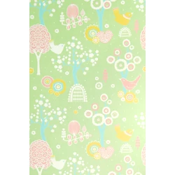 Majvillan Madárkás vidám zöld vlies gyerek tapéta Cherry Valley Yellow 53 cm X 10 m