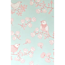 Majvillan Madarak virágzó fákon türkiz vlies gyerek tapéta Sugar Tree Turquoise 53 cm X 10 m