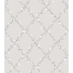 Sandberg Virágos rácsos klasszikus szürke vlies tapéta Ewa Gray 53 cm X 10 m