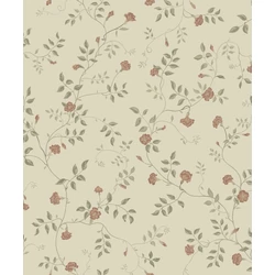 Sandberg Apró virágos romantikus zöld-piros vlies tapéta Henny Ginseng 53 cm X 10 m