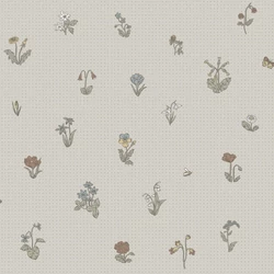 Sandberg Skandináv virágos pöttyös bézs vlies tapéta Maja Clay 53 cm X 10 m