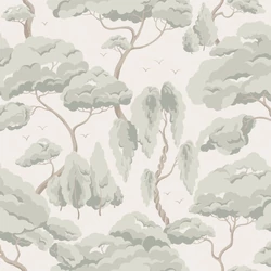 Sandberg Elegáns fa mintás zöld vlies tapéta Kristoffer Spring Green 53 cm X 10 m