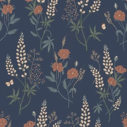 Sandberg Pipacsos skandináv kék vlies tapéta Emma Classic Blue 53 cm X 10 m