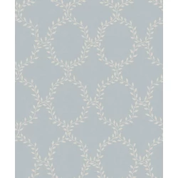 Sandberg Babérkoszorú mintás klasszikus kék vlies tapéta Wilma Misty Blue 53 cm X 10 m