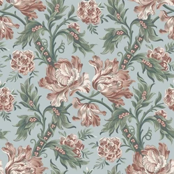 Sandberg Reneszánsz virágos kék vlies tapéta Amelia Sky Blue 53 cm X 10 m