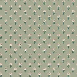 Sandberg Skandináv apró virágos zöld vlies tapéta Betty Green 53 cm X 10 m