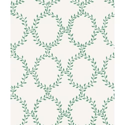 Sandberg Babérkoszorú mintás klasszikus zöld vlies tapéta Wilma Green 53 cm X 10 m