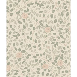 Sandberg Romantikus futórózsa mintás zöld vlies tapéta Solliden Spring Green 53 cm X 10 m