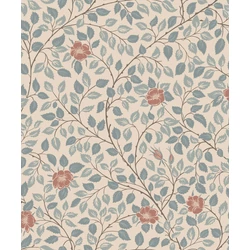 Sandberg Romantikus futórózsa mintás kék vlies tapéta Solliden Blue 53 cm X 10 m