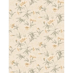 Sandberg Szegfű mintás skandináv zöld-bézs vlies tapéta Emilie Honey 53 cm X 10 m