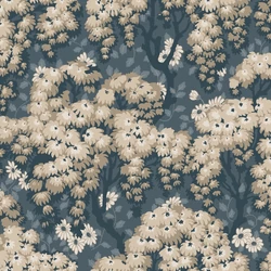 Sandberg Százszorszép mintás modern kék vlies tapéta Ragnvi Midnight Blue 53 cm X 10 m