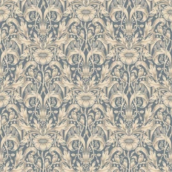 Sandberg Klasszikus virágmintás kék vlies tapéta Emil Indigo Blue 53 cm X 10 m