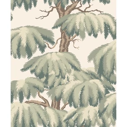 Sandberg Elegáns cédrusfás zöld vlies tapéta Alba Green 53 cm X 10 m